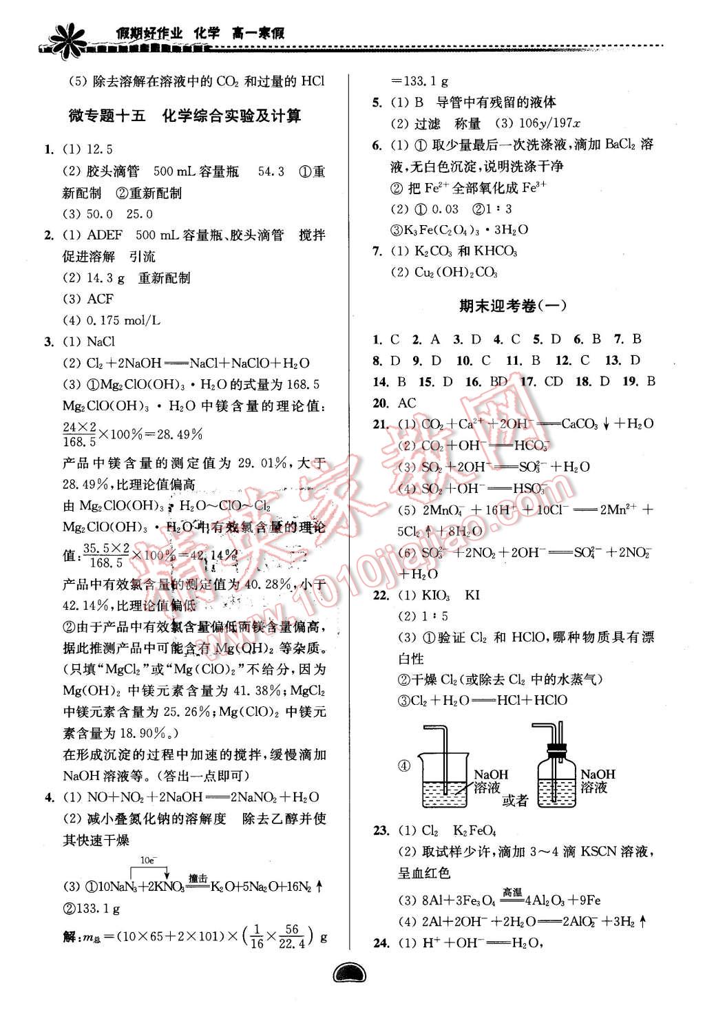 2016年假期好作業(yè)暨期末復(fù)習(xí)高一化學(xué)寒假 第6頁(yè)