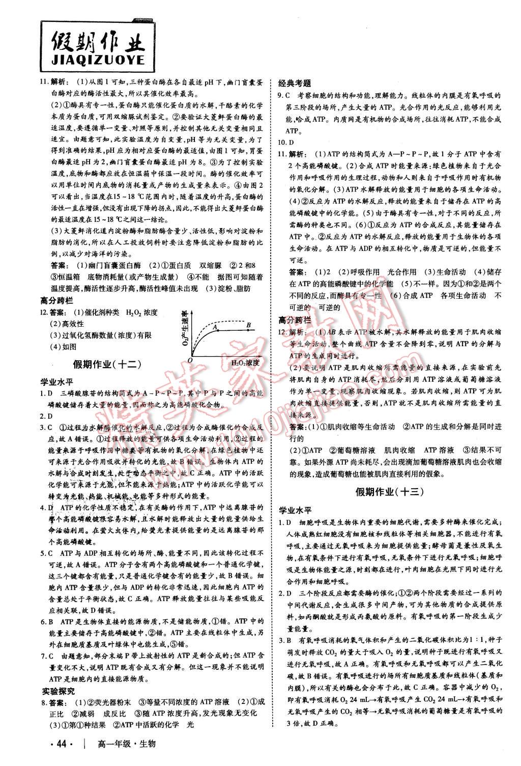 2016年金版新学案冬之卷假期作业高一生物 第7页