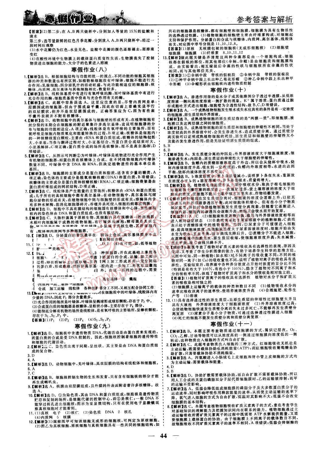 2016年寒假作業(yè)歡樂(lè)共享快樂(lè)假期高一生物 第3頁(yè)