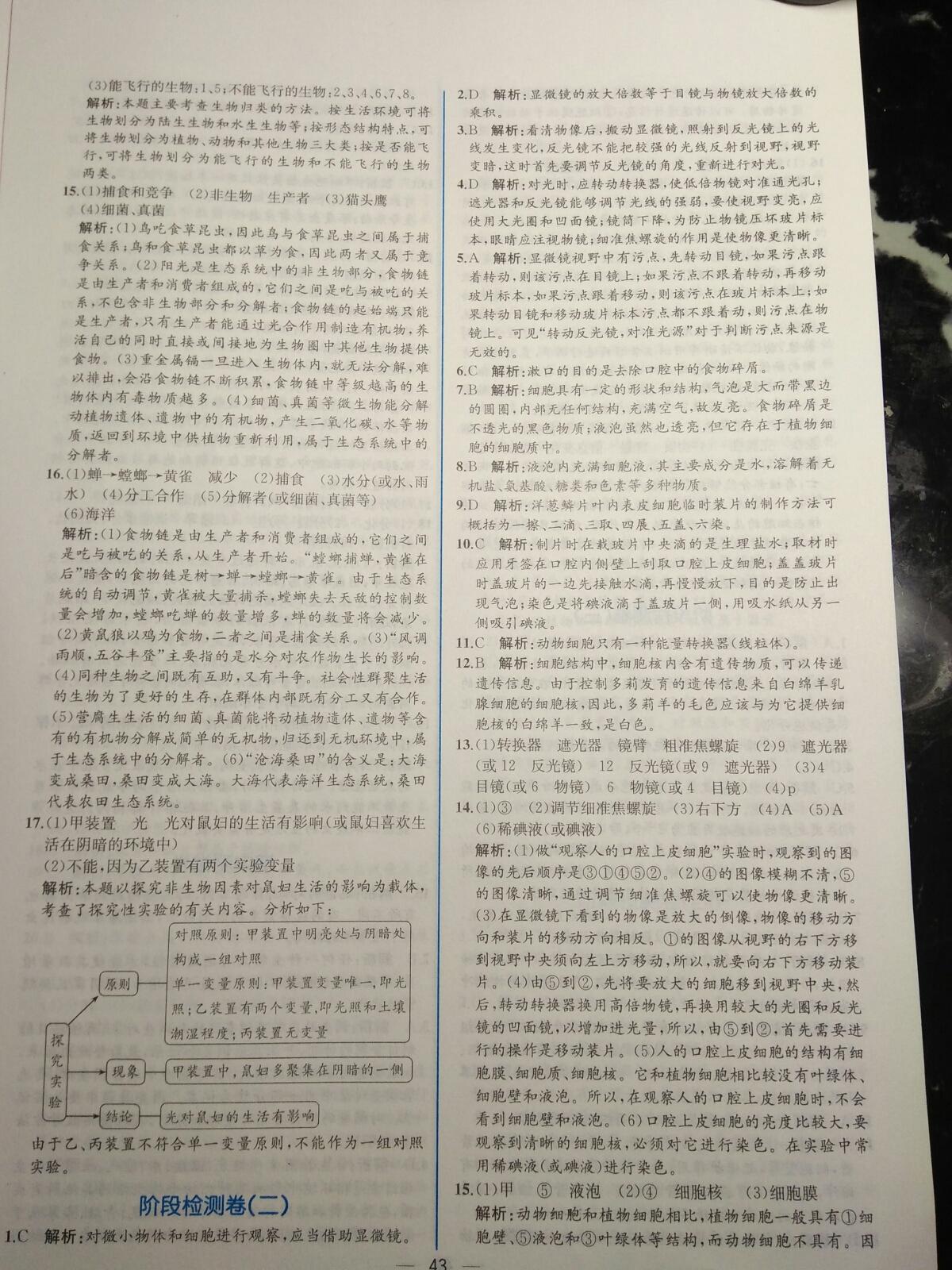 2015年同步导学案课时练七年级生物学上册人教版 第55页