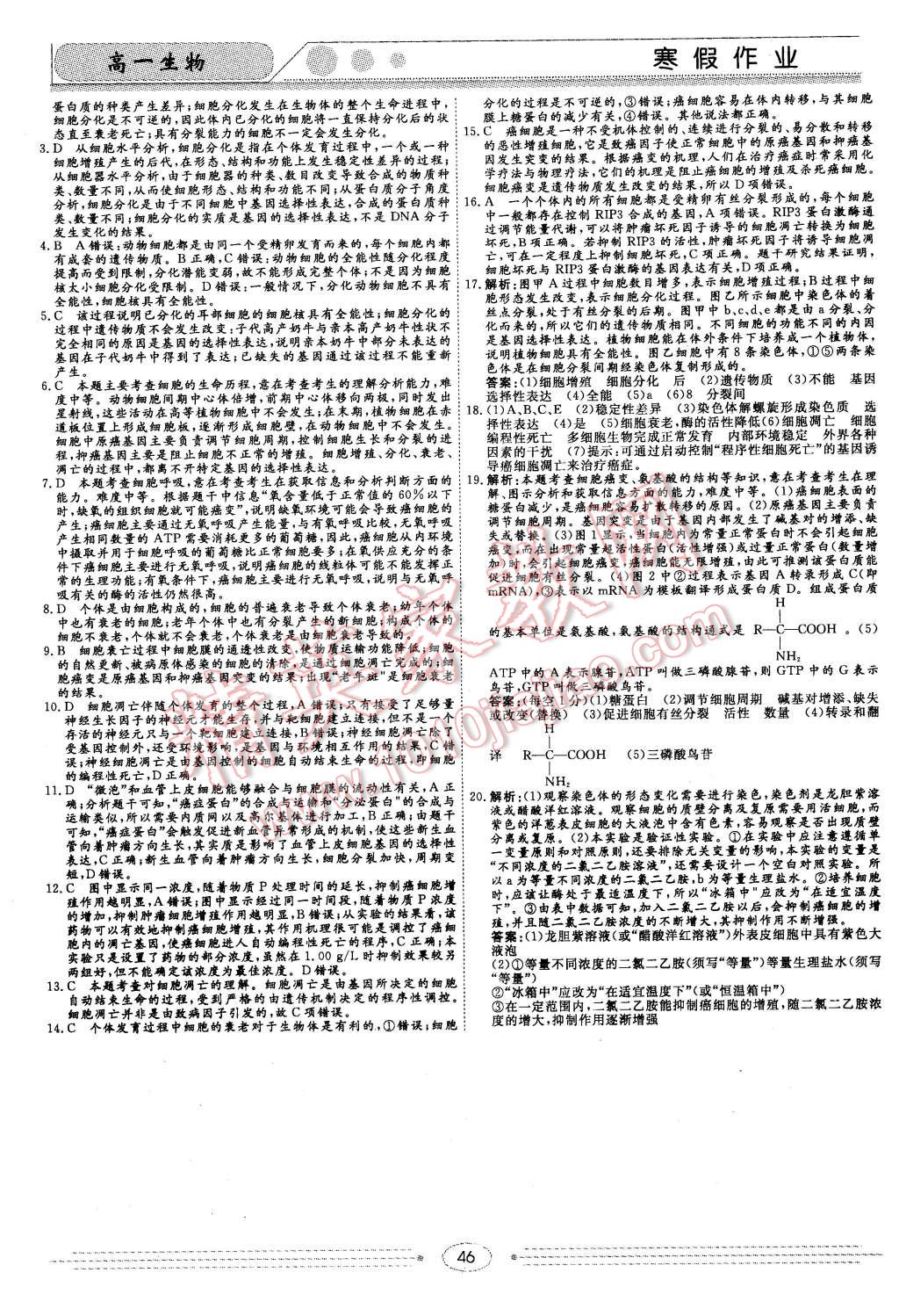 2016年學(xué)段銜接提升方案贏在高考寒假作業(yè)高一生物 第10頁