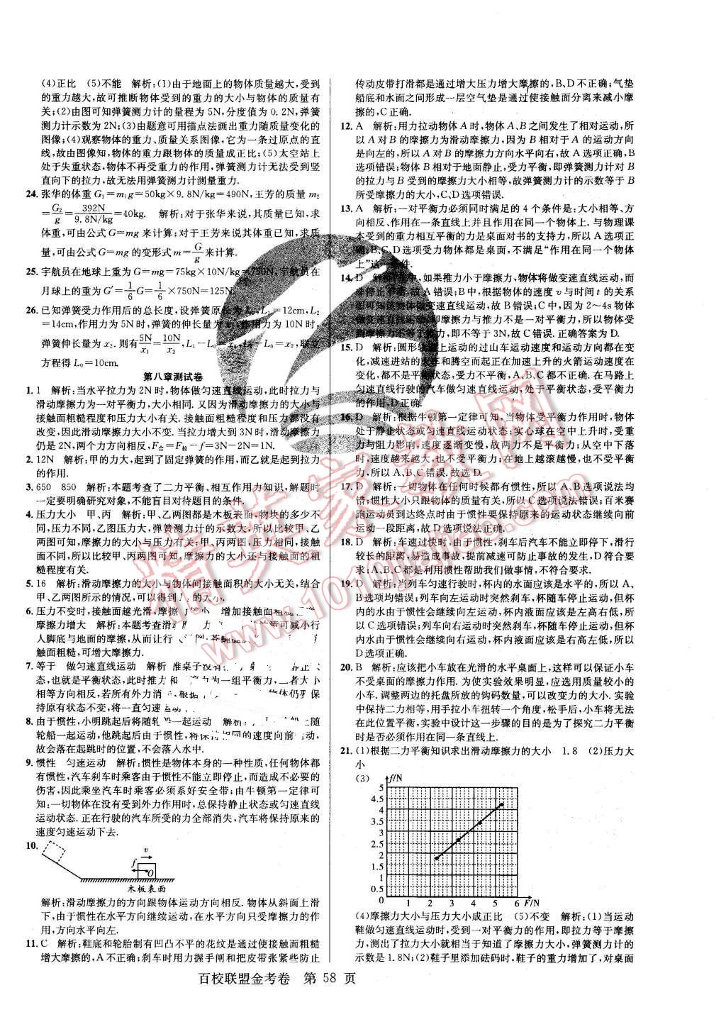 2016年百校聯(lián)盟金考卷八年級(jí)物理下冊(cè)人教版 第2頁