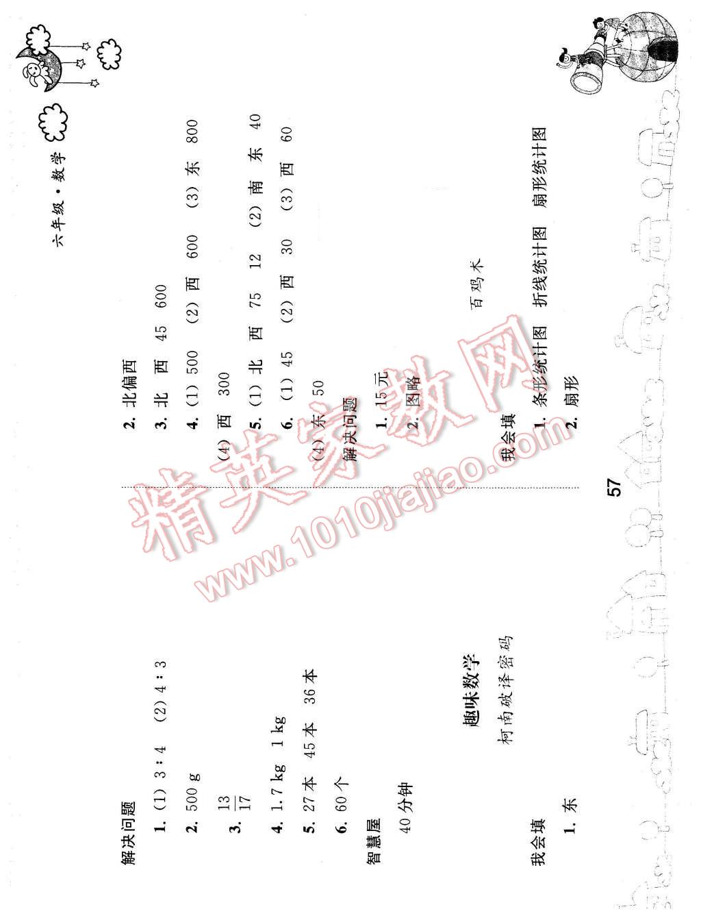 2016年寒假作业六年级数学人民教育出版社 第7页