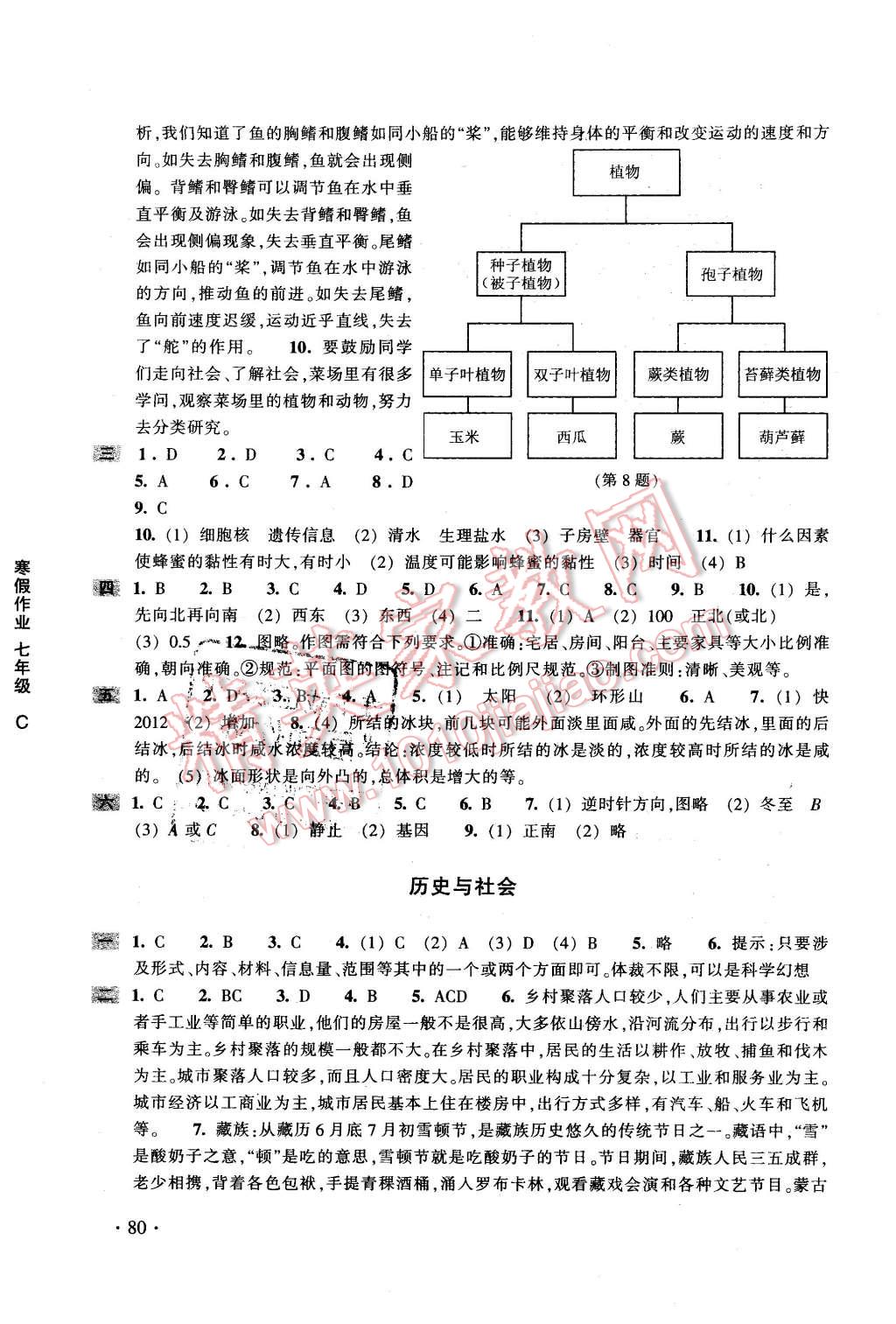 2016年寒假作業(yè)七年級(jí)C合訂本浙江教育出版社 第8頁