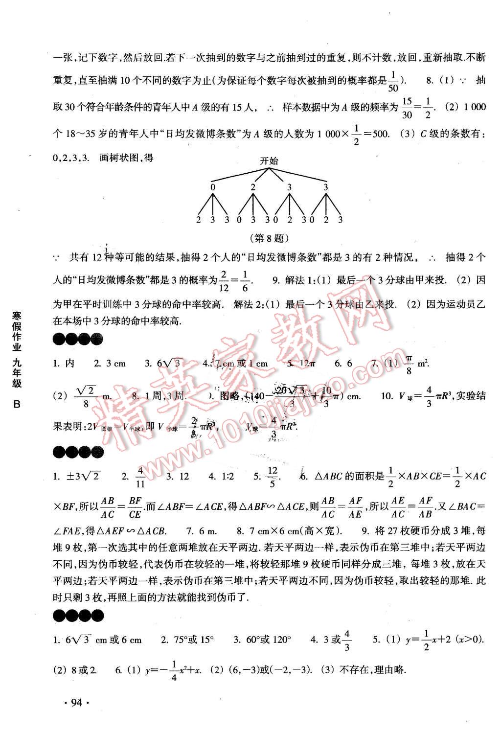 2016年寒假作業(yè)九年級(jí)B合訂本浙江教育出版社 第3頁