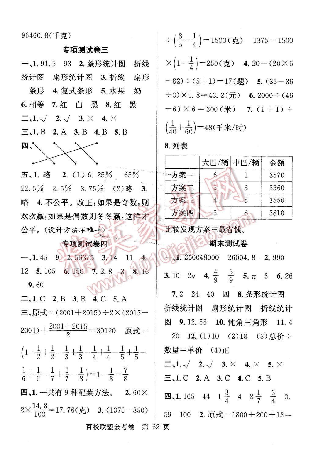 2016年百校聯(lián)盟金考卷六年級數(shù)學下冊北師大版 第6頁