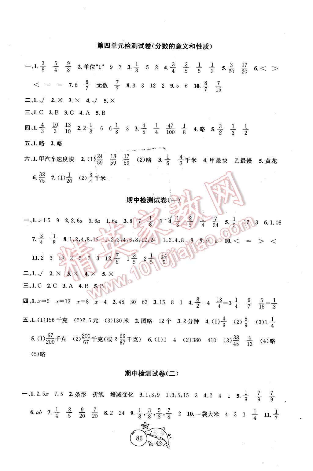 2016年金钥匙1加1目标检测五年级数学下册江苏版 第2页