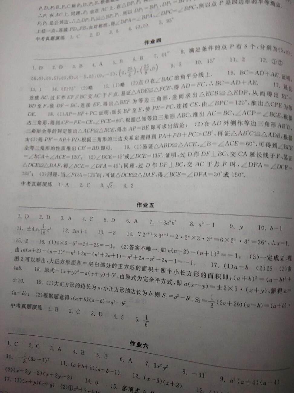 长江作业本寒假作业八年级数学人教版湖北教育出版社 第10页