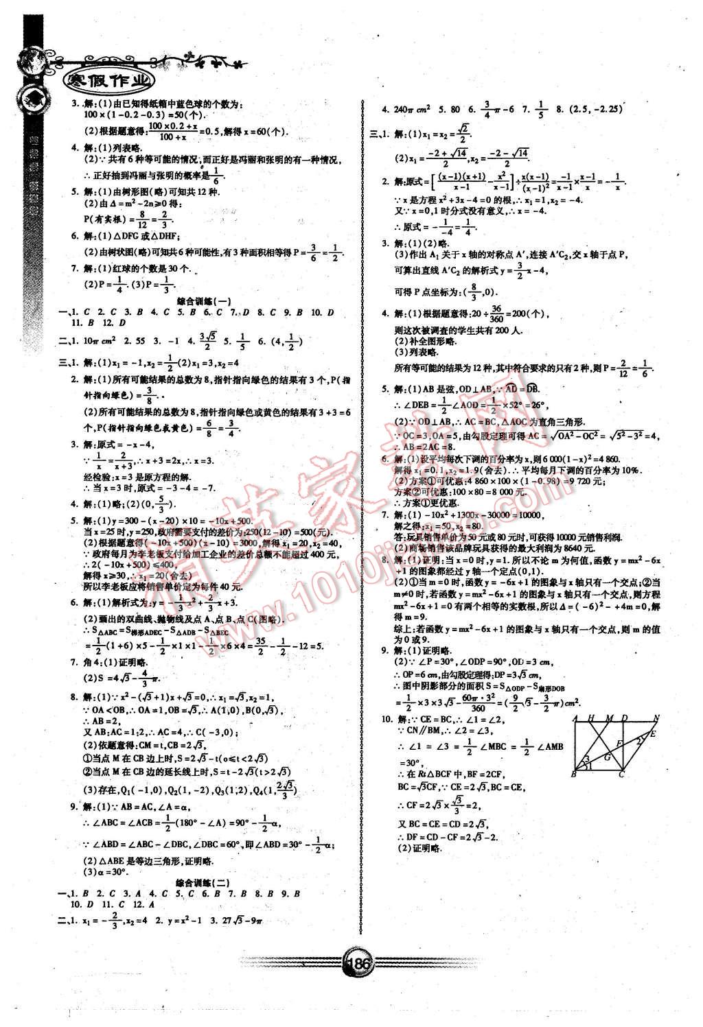 2016年完美假期寒假作业九年级语文数学英语物理化学 第6页