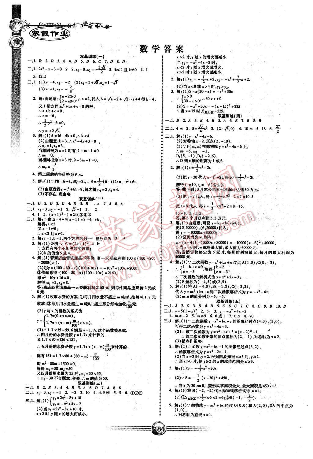 2016年完美假期寒假作业九年级语文数学英语物理化学 第4页