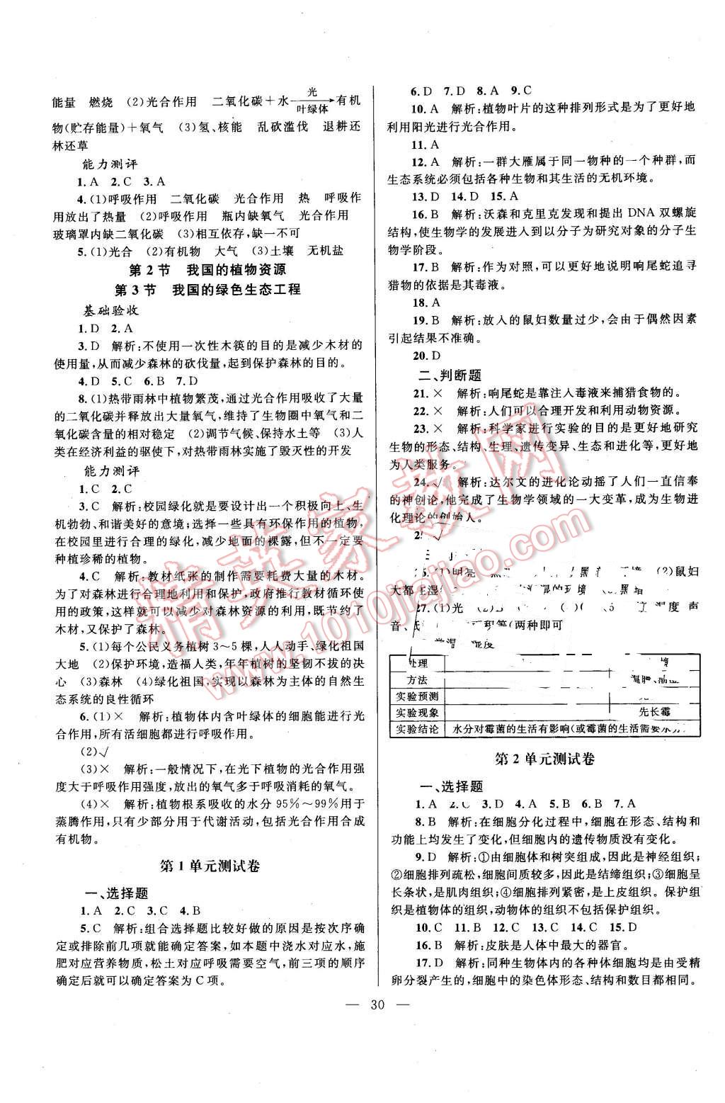 2015年課堂精練七年級(jí)生物上冊(cè)北師大北師大版A版 第6頁