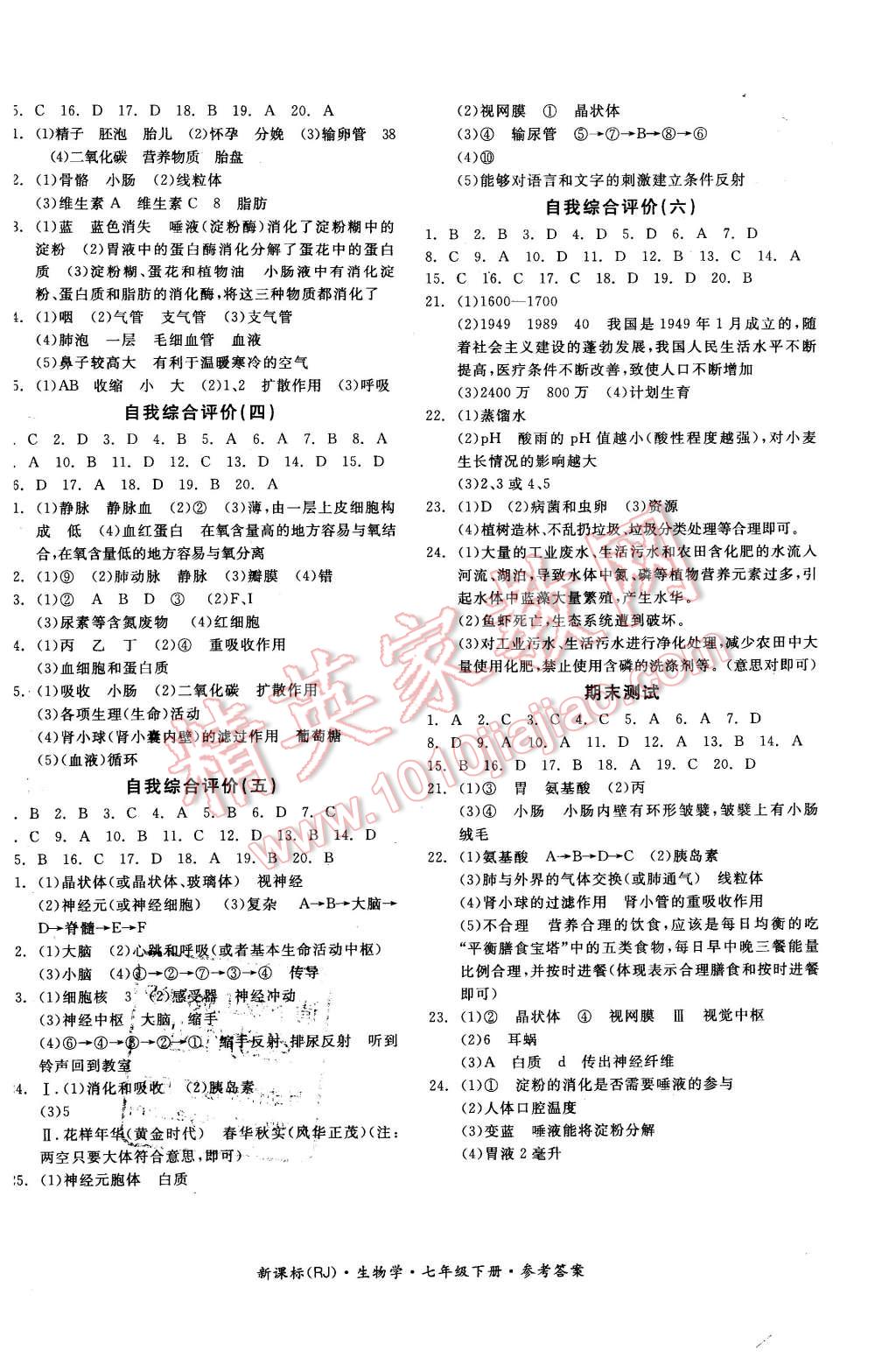 2016年全品学练考七年级生物学下册人教版 第8页