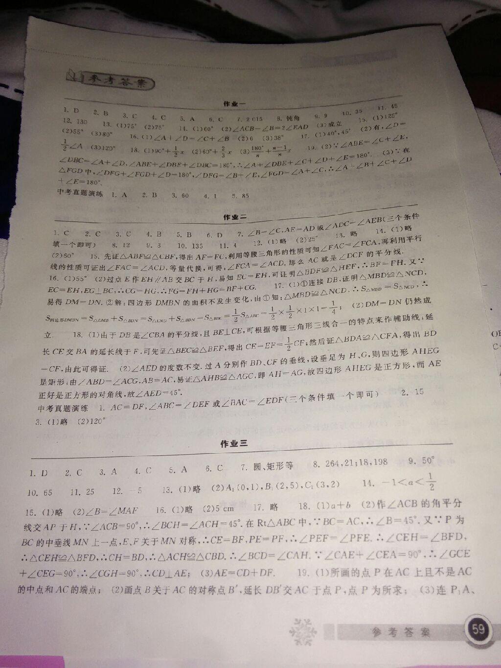 长江作业本寒假作业八年级数学人教版湖北教育出版社 第17页