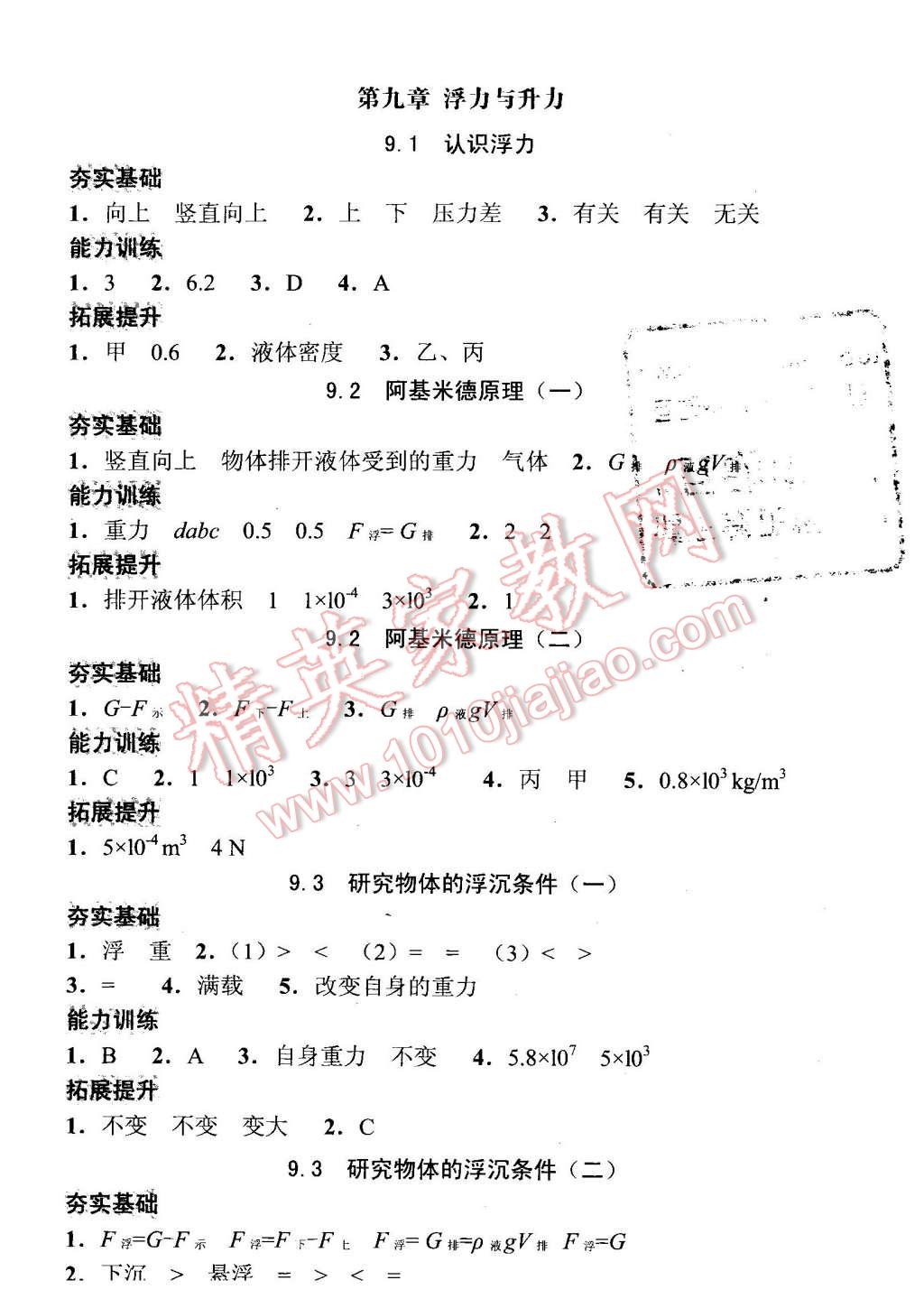 2016年全能超越堂堂清課堂8分鐘小測(cè)八年級(jí)物理下冊(cè)粵滬版 第8頁