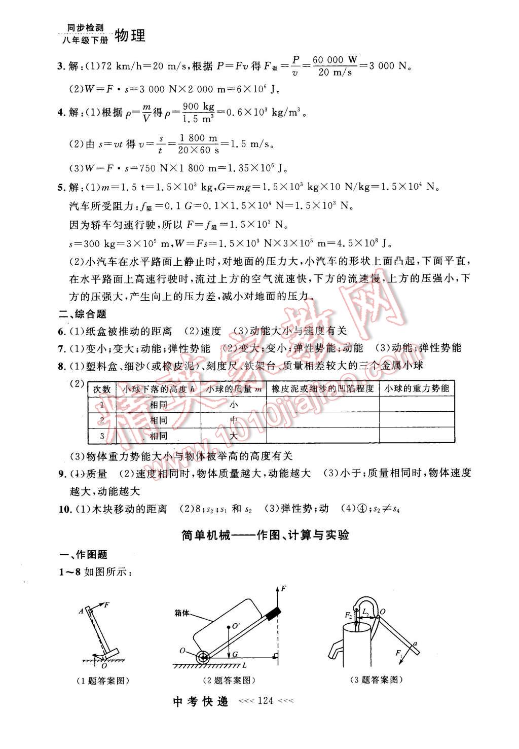 2016年中考快遞同步檢測(cè)八年級(jí)物理下冊(cè)人教版 第28頁(yè)