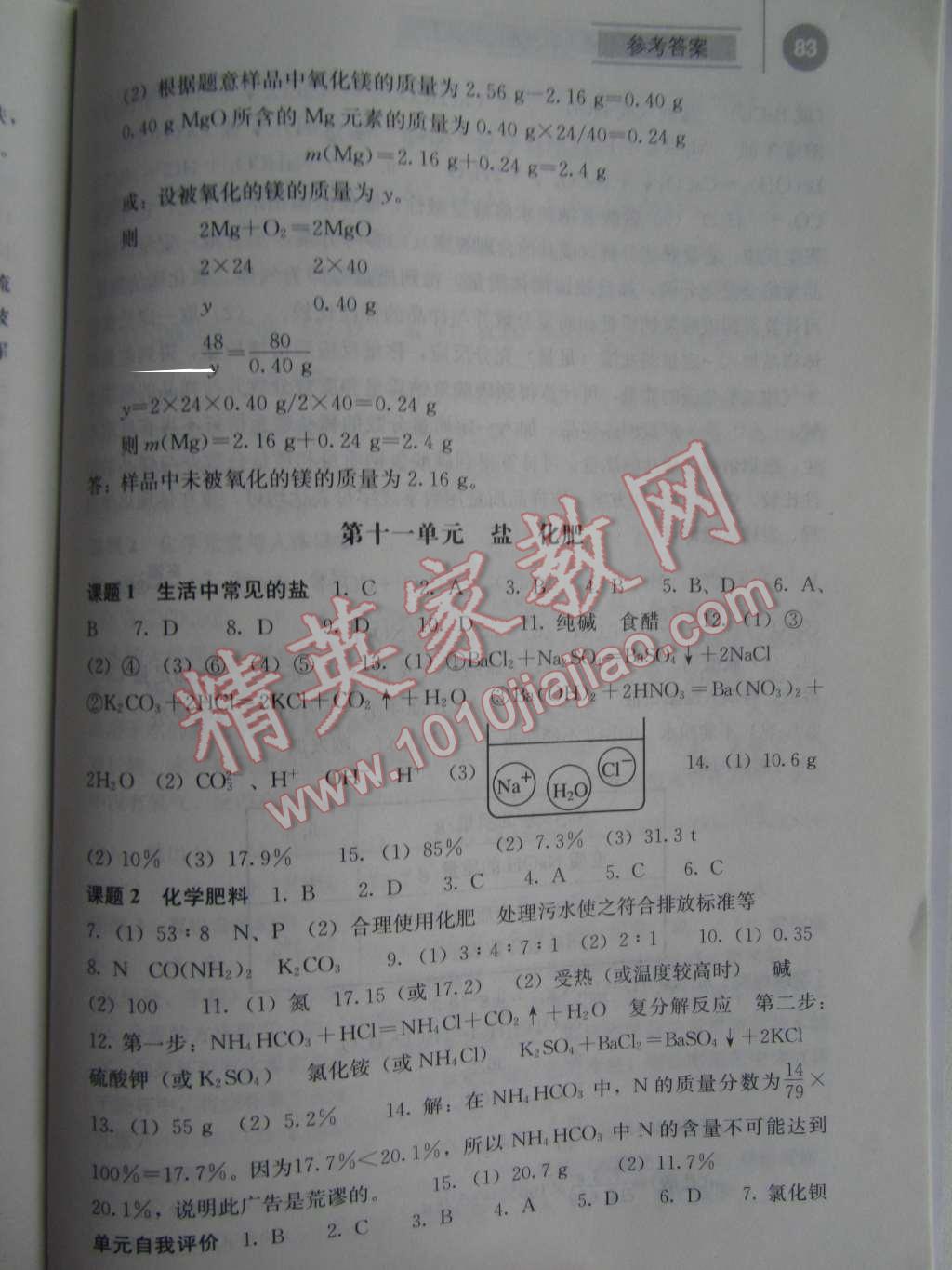 2016年补充习题九年级化学下册人教版人民教育出版社 第5页