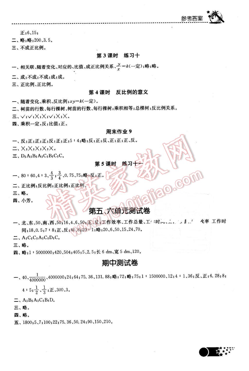 2016年名师点拨课时作业本六年级数学下册江苏版 第7页