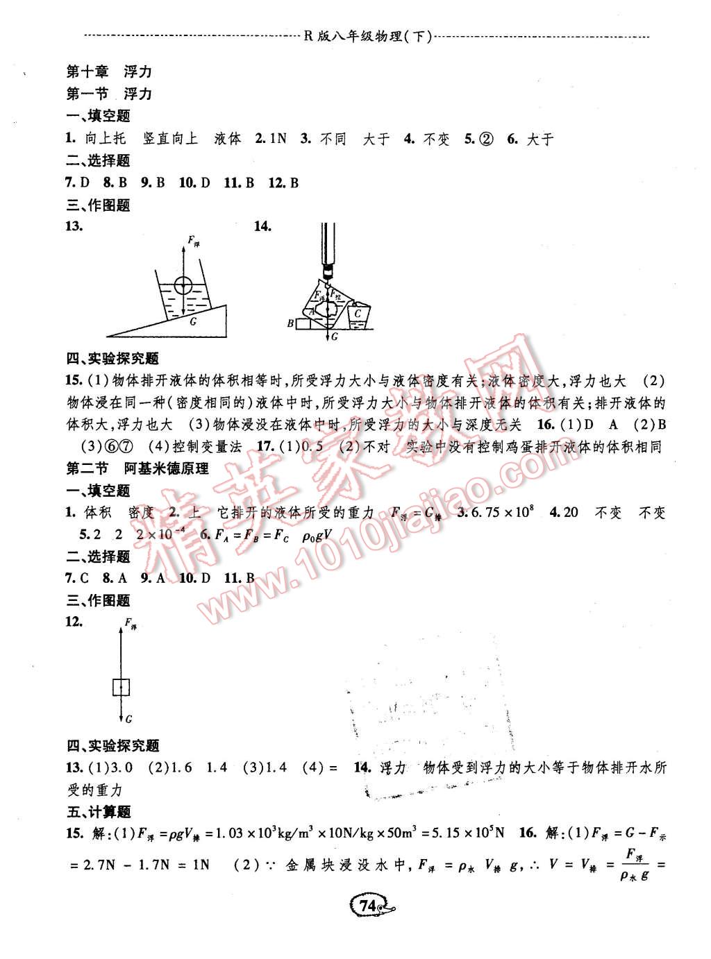 2016年高效测评课课小考卷八年级物理下册人教版 第6页