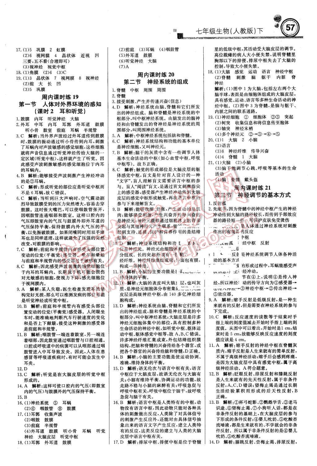 2016年輕巧奪冠周測(cè)月考直通中考七年級(jí)生物下冊(cè)人教版 第9頁(yè)