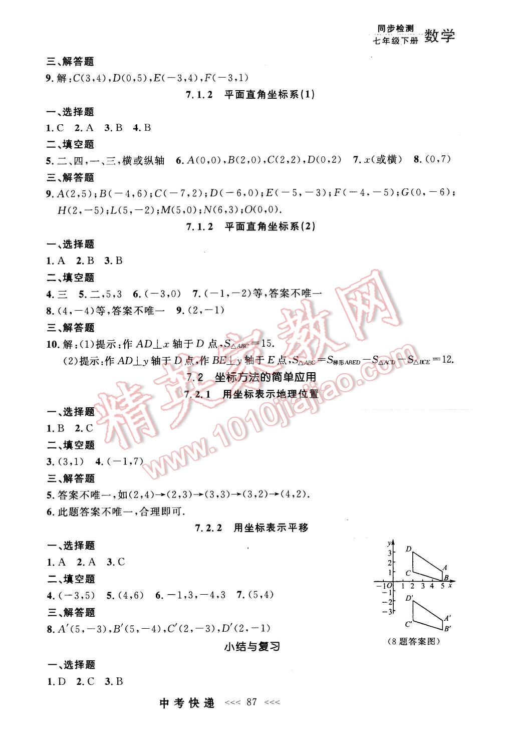 2016年中考快递同步检测七年级数学下册人教版 第7页