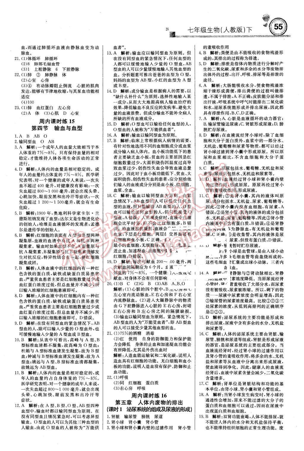 2016年輕巧奪冠周測(cè)月考直通中考七年級(jí)生物下冊(cè)人教版 第7頁(yè)