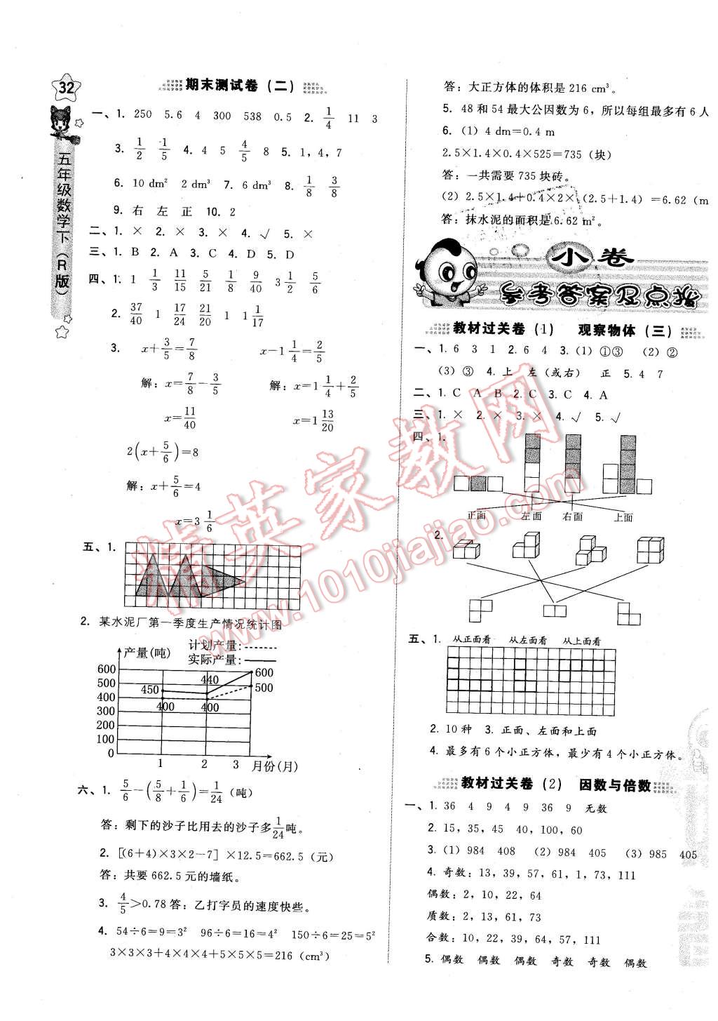 2016年好卷五年级数学下册人教版 第7页