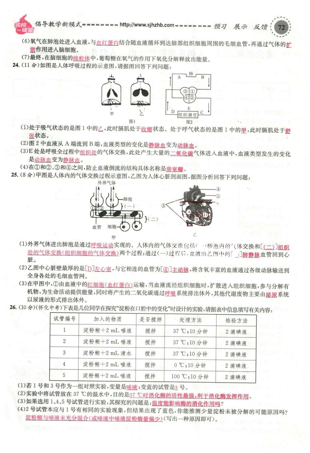 2016年名校课堂滚动学习法七年级生物下册人教版教师用书 第72页