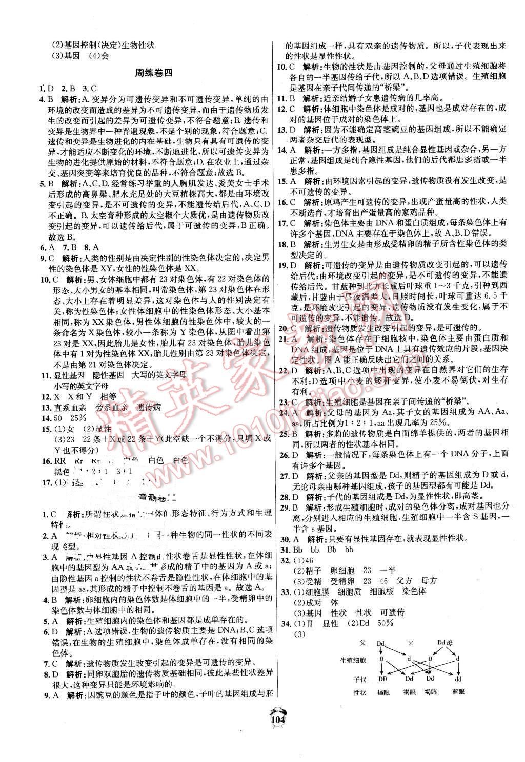 2016年陽光奪冠八年級生物下冊人教版 第4頁