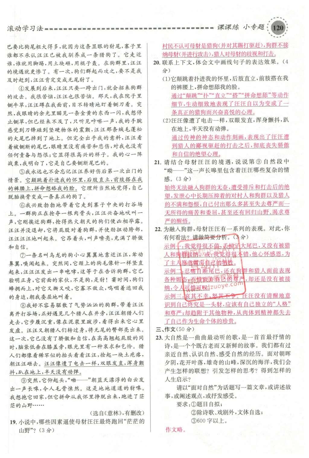 2016年名校課堂滾動(dòng)學(xué)習(xí)法七年級(jí)語(yǔ)文下冊(cè)蘇教版 第37頁(yè)