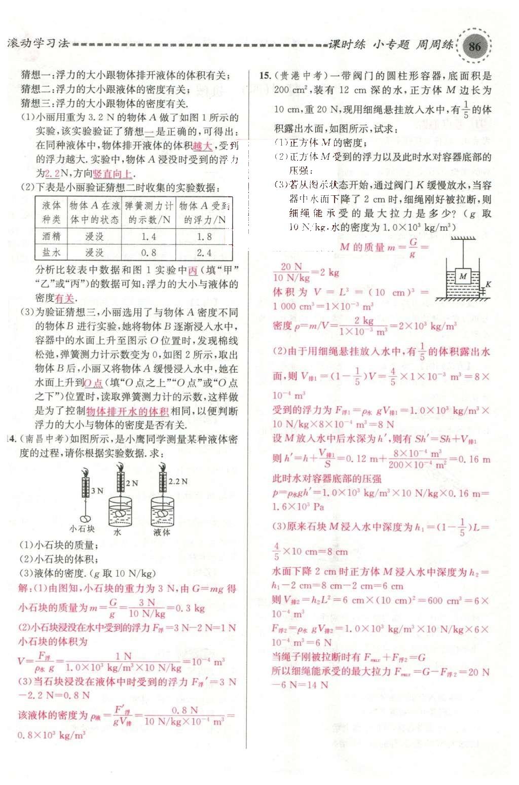 2016年名校课堂滚动学习法八年级物理下册沪科版 期末复习第45页