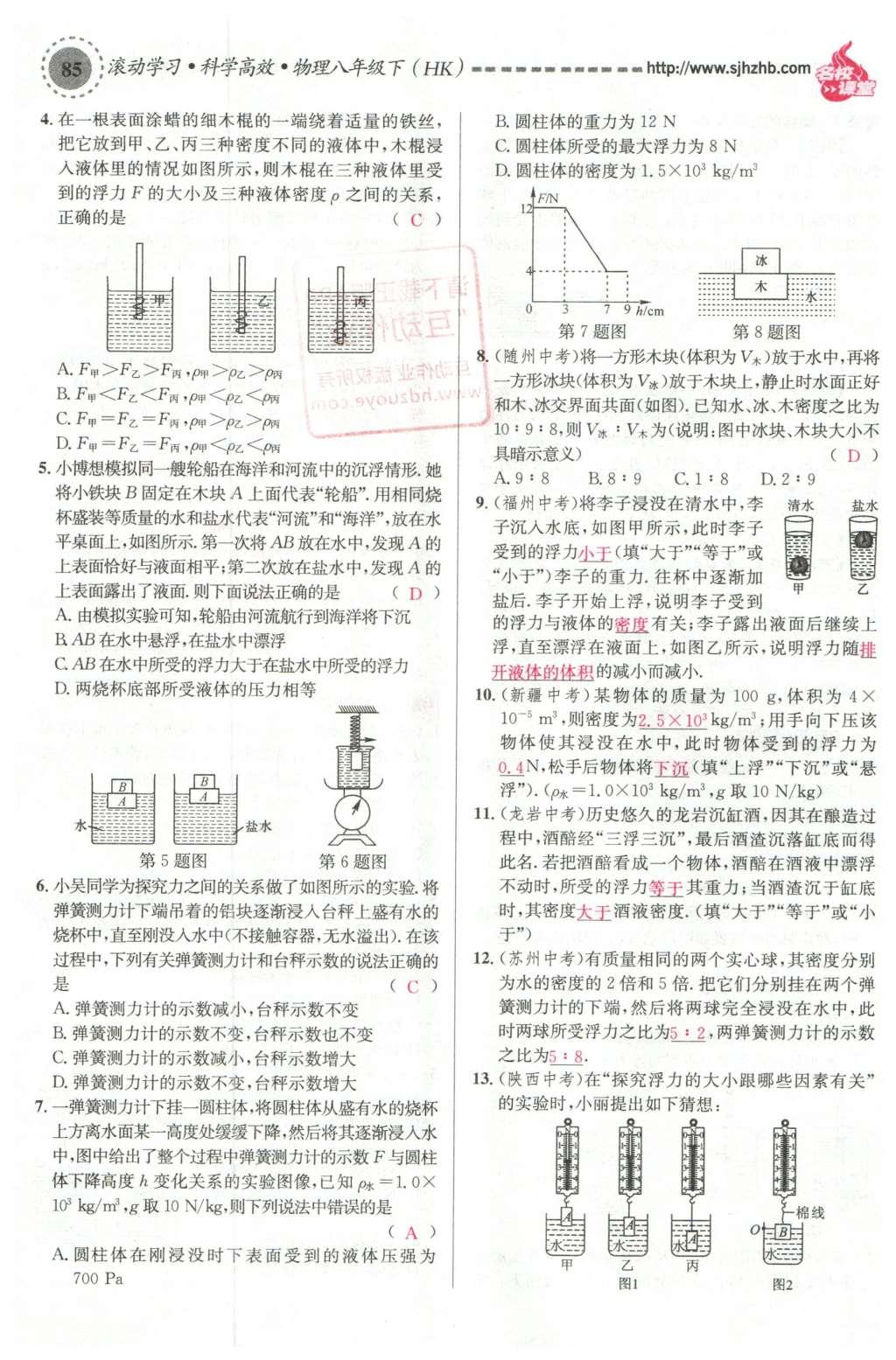 2016年名校課堂滾動(dòng)學(xué)習(xí)法八年級(jí)物理下冊(cè)滬科版 期末復(fù)習(xí)第44頁