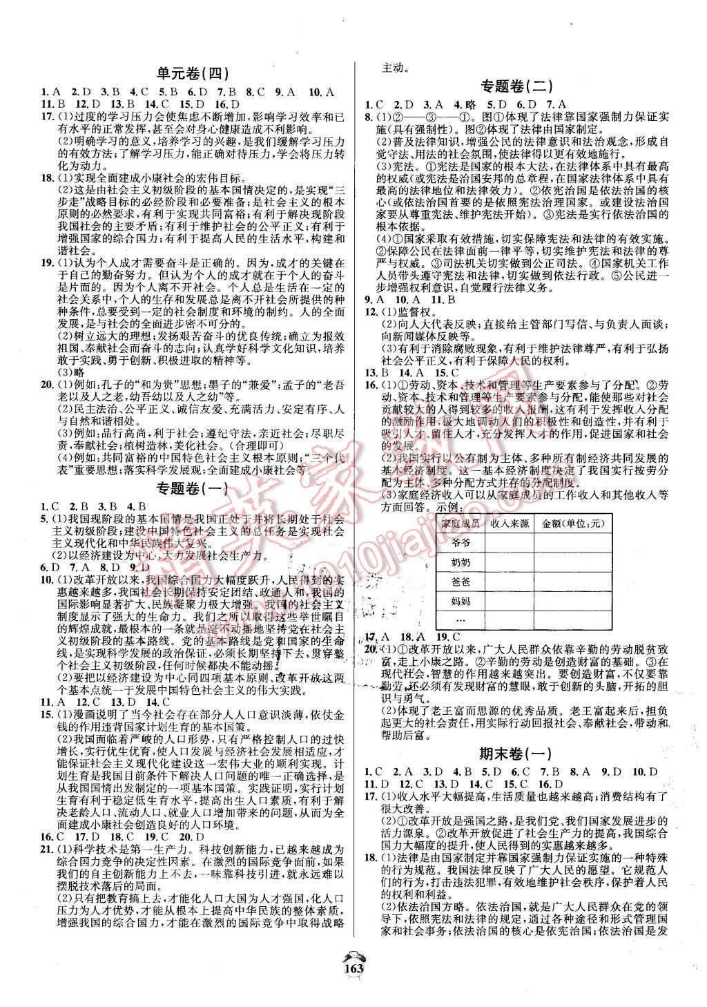 2015年陽光奪冠九年級思想品德上冊人教版 第7頁