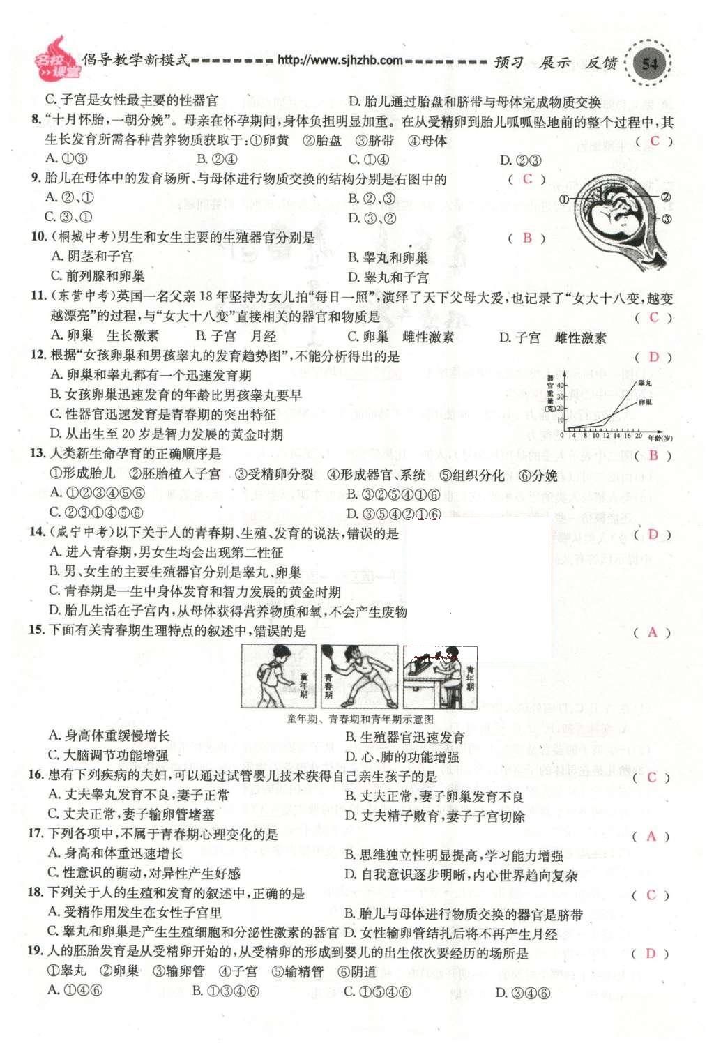 2016年名校課堂滾動學(xué)習(xí)法七年級生物下冊人教版教師用書 第54頁