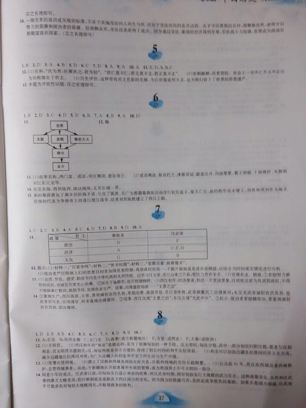 2015年寒假作业七年级历史人教版 第7页