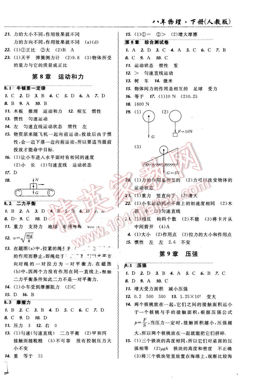 2016年北大綠卡課課大考卷八年級物理下冊人教版 第2頁