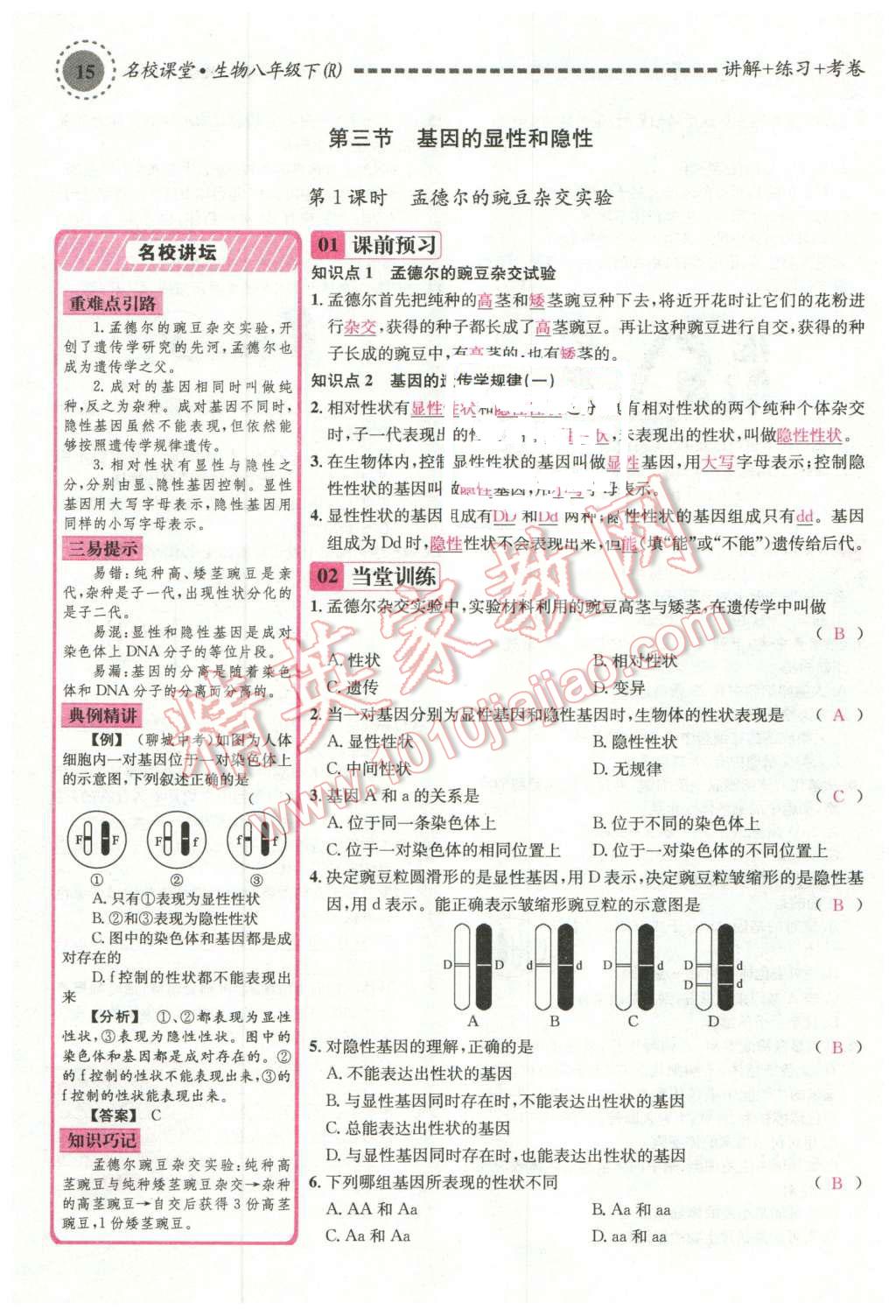 2016年名校课堂滚动学习法八年级生物下册人教版 第59页