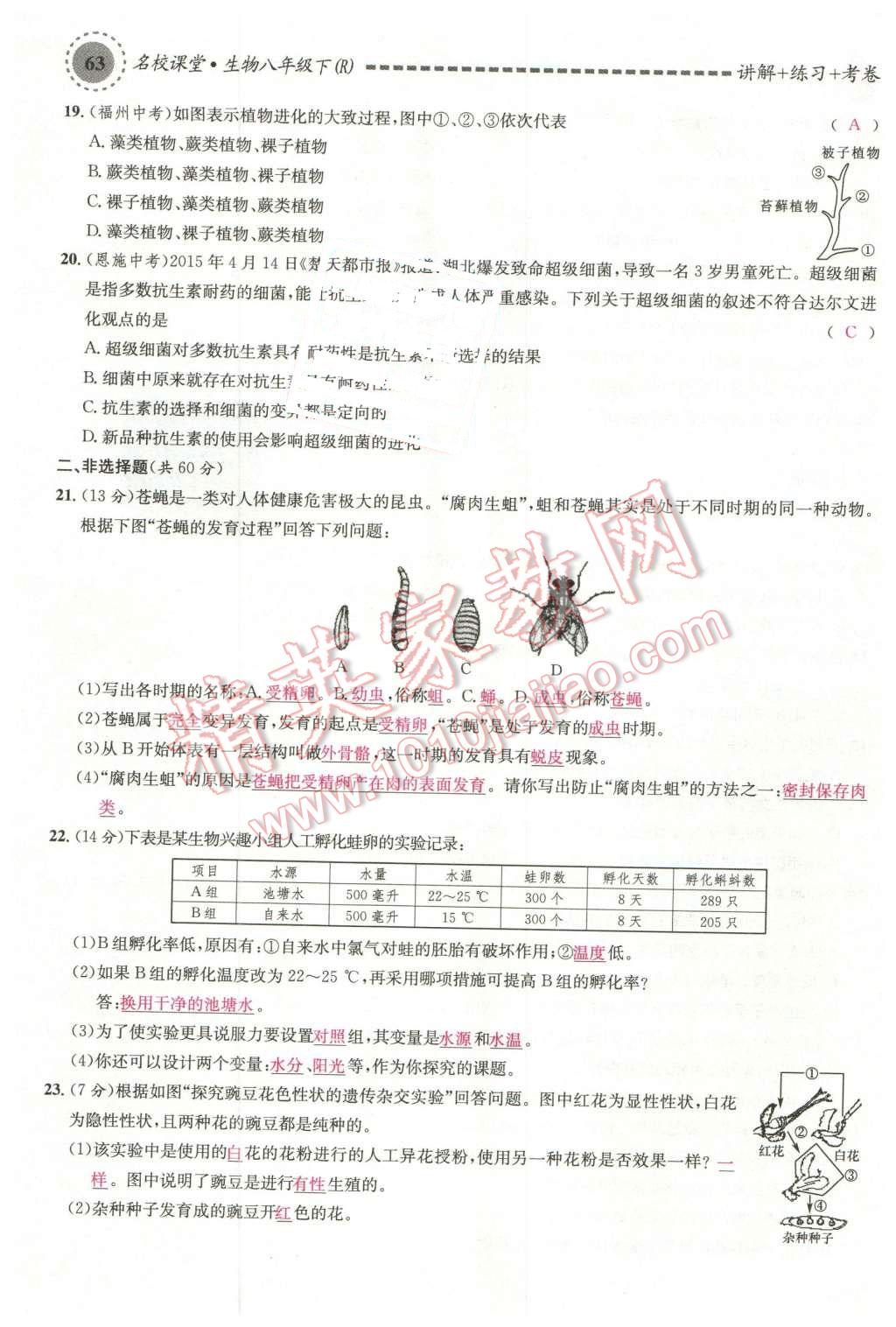 2016年名校課堂滾動(dòng)學(xué)習(xí)法八年級生物下冊人教版 第19頁