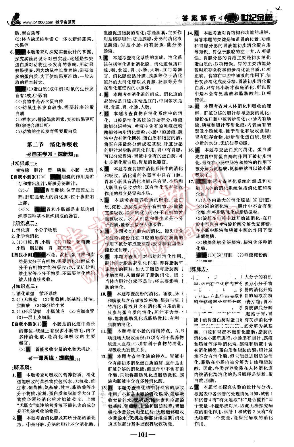 2016年世纪金榜金榜学案七年级生物下册济南版 第2页