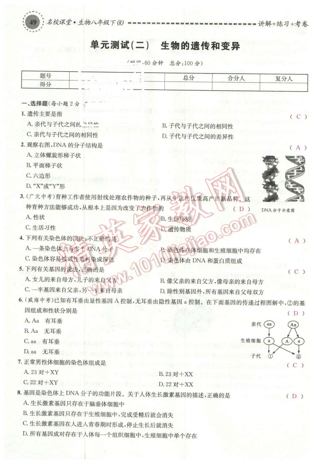 2016年名校課堂滾動(dòng)學(xué)習(xí)法八年級(jí)生物下冊(cè)人教版 第5頁