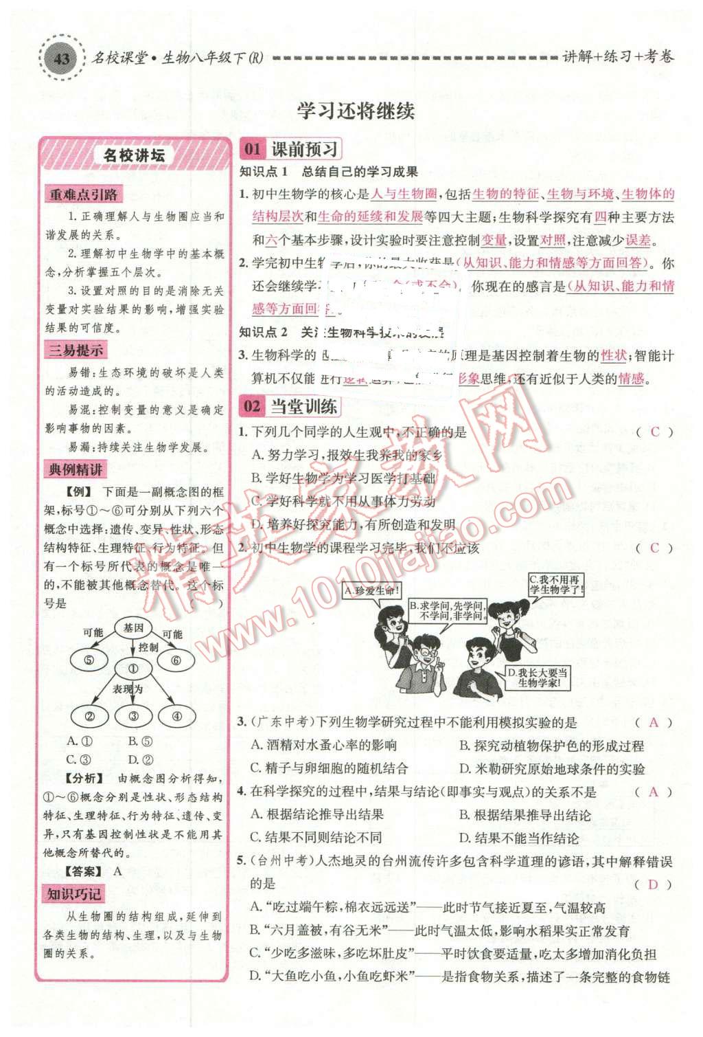 2016年名校課堂滾動(dòng)學(xué)習(xí)法八年級生物下冊人教版 第43頁