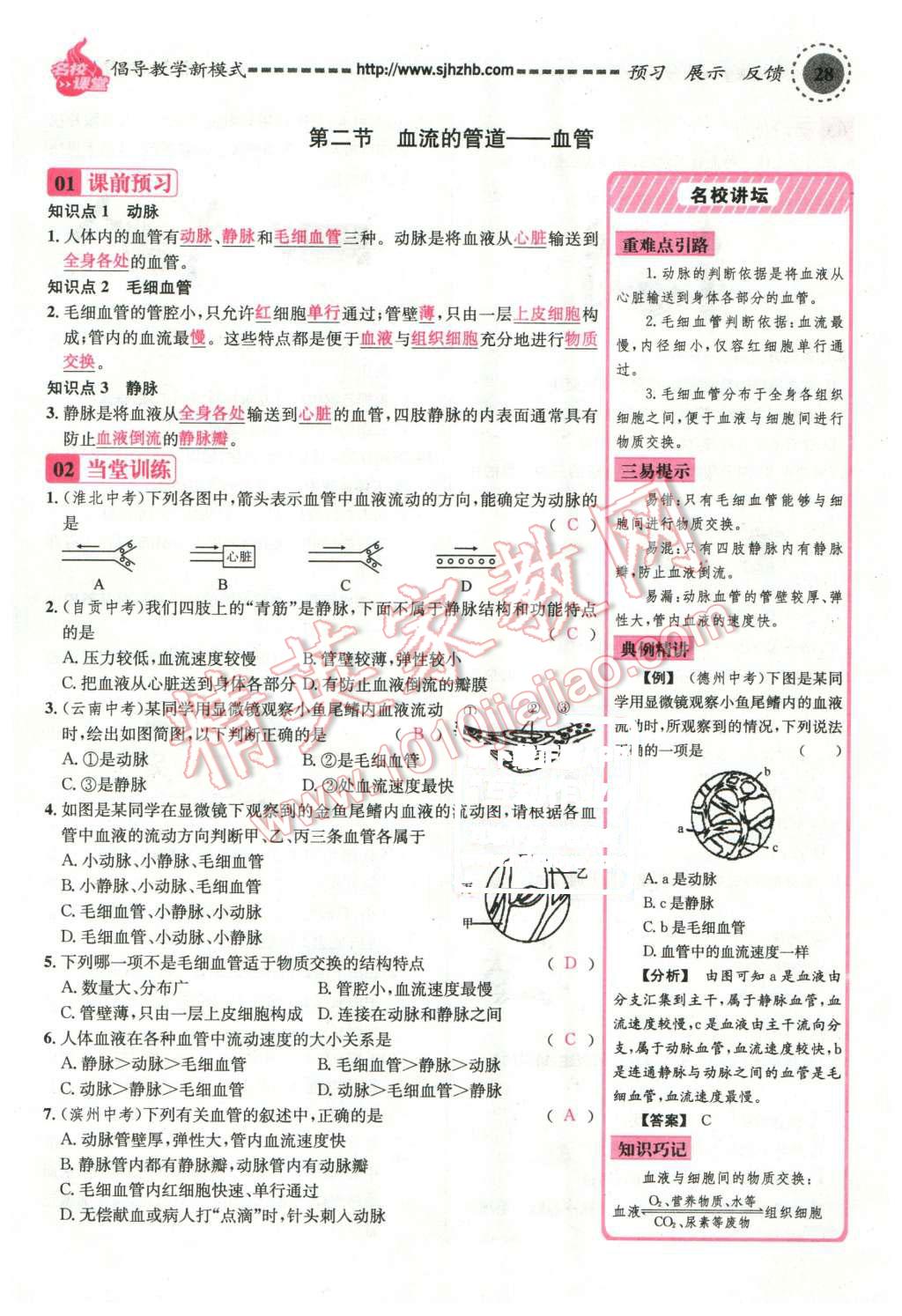 2016年名校課堂滾動(dòng)學(xué)習(xí)法七年級(jí)生物下冊(cè)人教版教師用書(shū) 第28頁(yè)