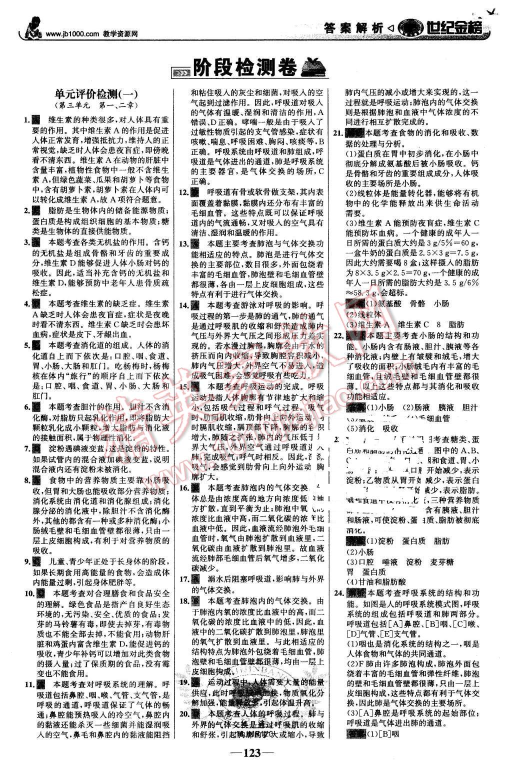 2016年世纪金榜金榜学案七年级生物下册济南版 第24页