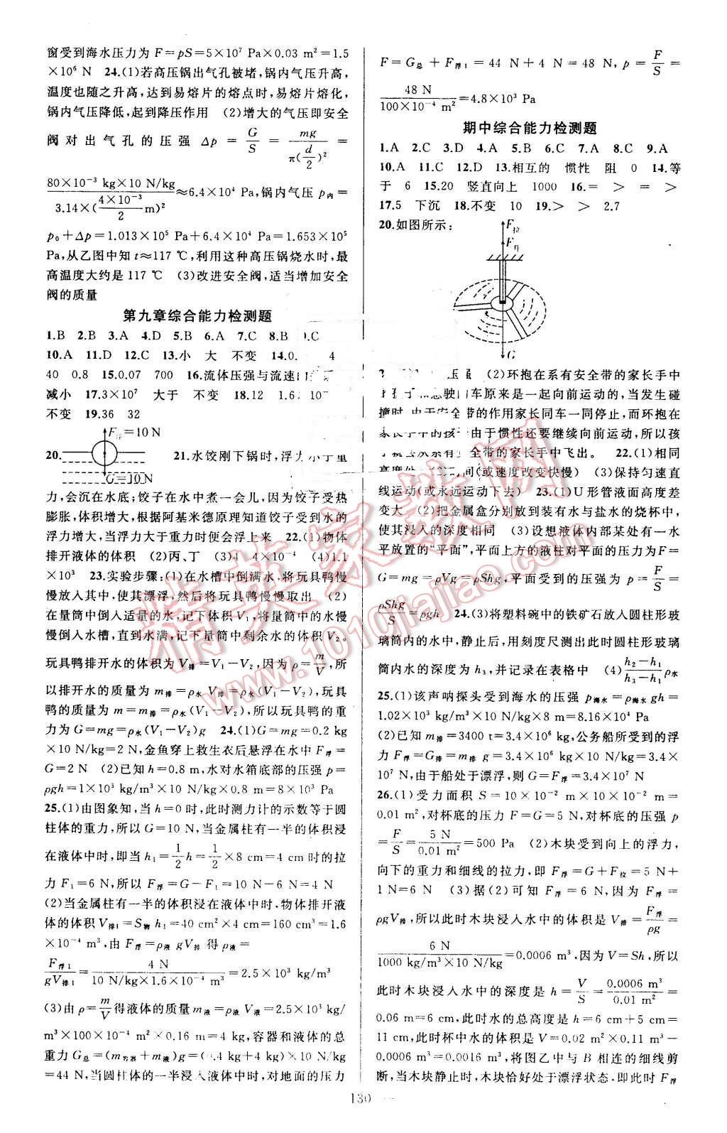 2016年黄冈金牌之路练闯考八年级物理下册沪科版 第14页