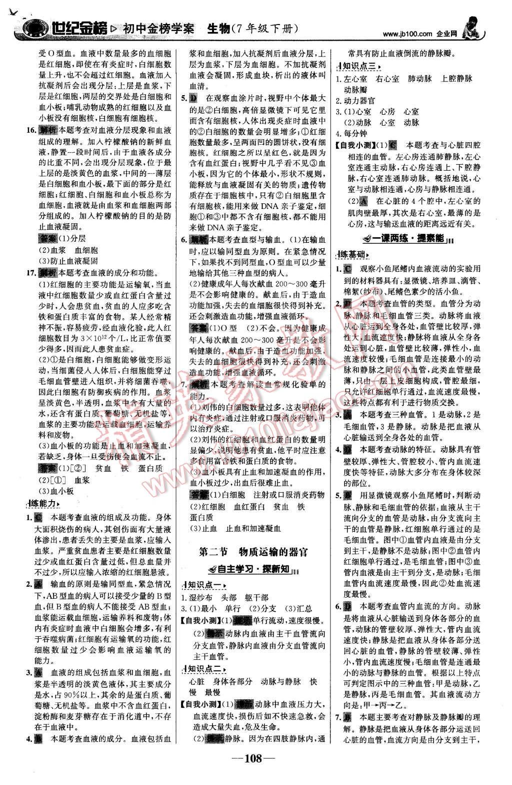 2016年世纪金榜金榜学案七年级生物下册济南版 第9页