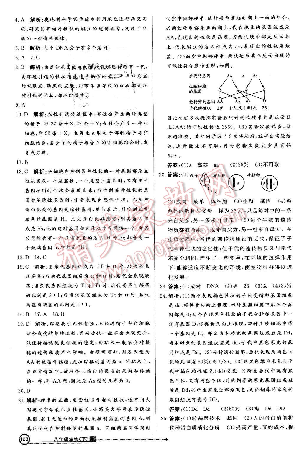 2016年練出好成績(jī)八年級(jí)生物下冊(cè)人教版 第17頁(yè)