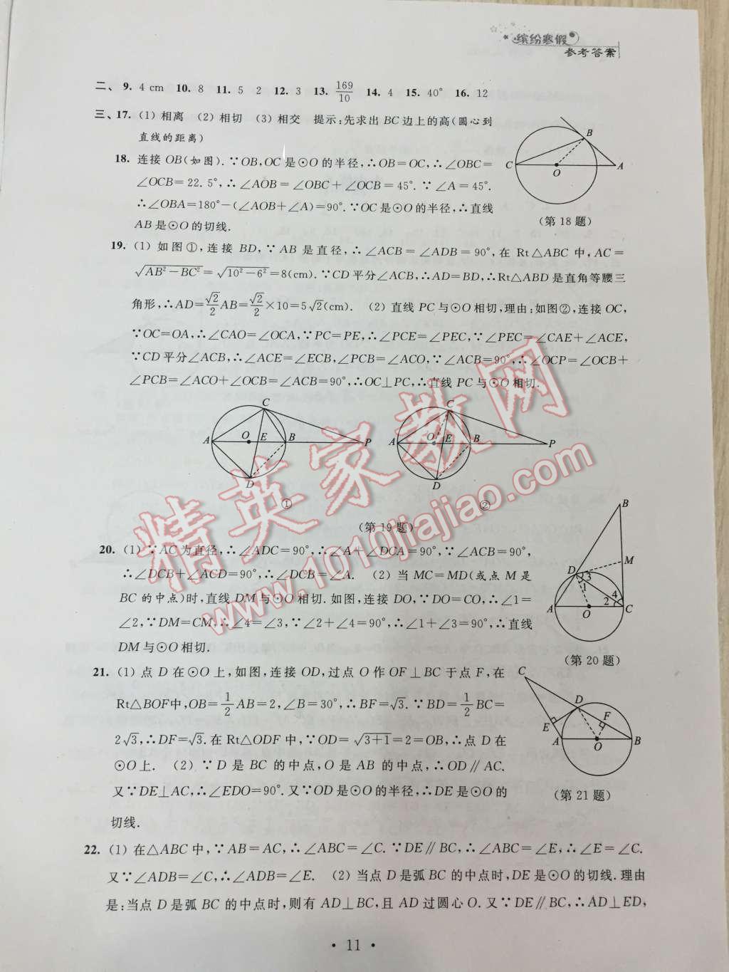 2016年寒假小小练九年级语文数学英语物理化学合订本 第11页