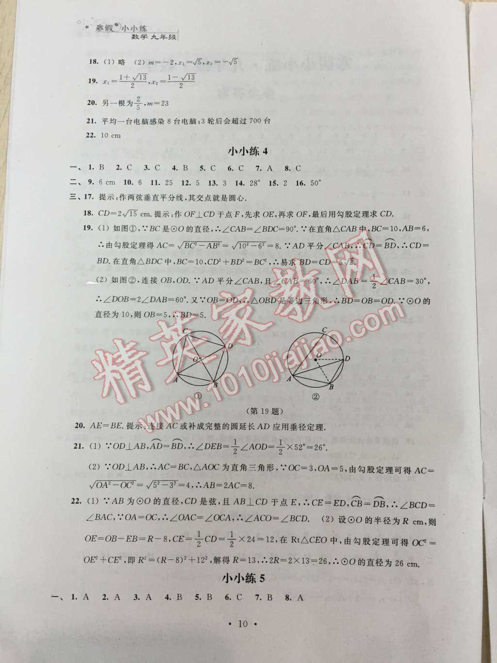 2016年寒假小小练九年级语文数学英语物理化学合订本 第10页