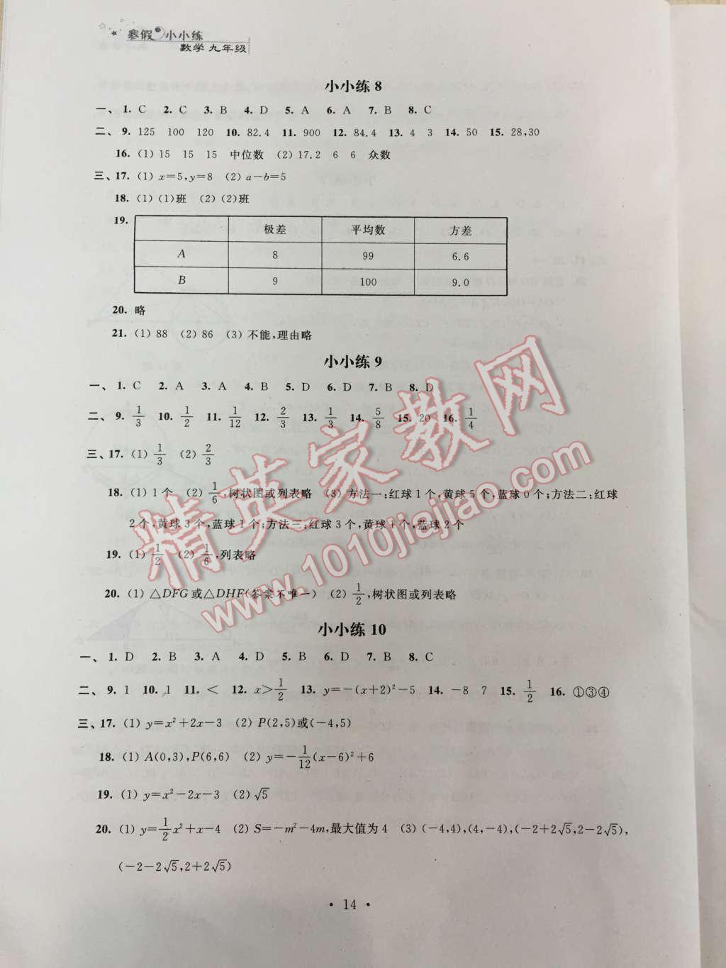 2016年寒假小小练九年级语文数学英语物理化学合订本 第14页