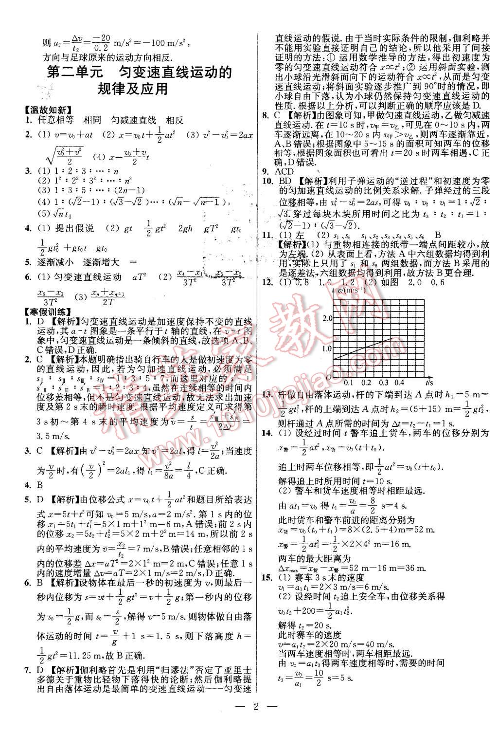 2016年南方鳳凰臺(tái)假期之友寒假作業(yè)高一年級(jí)物理 第2頁(yè)