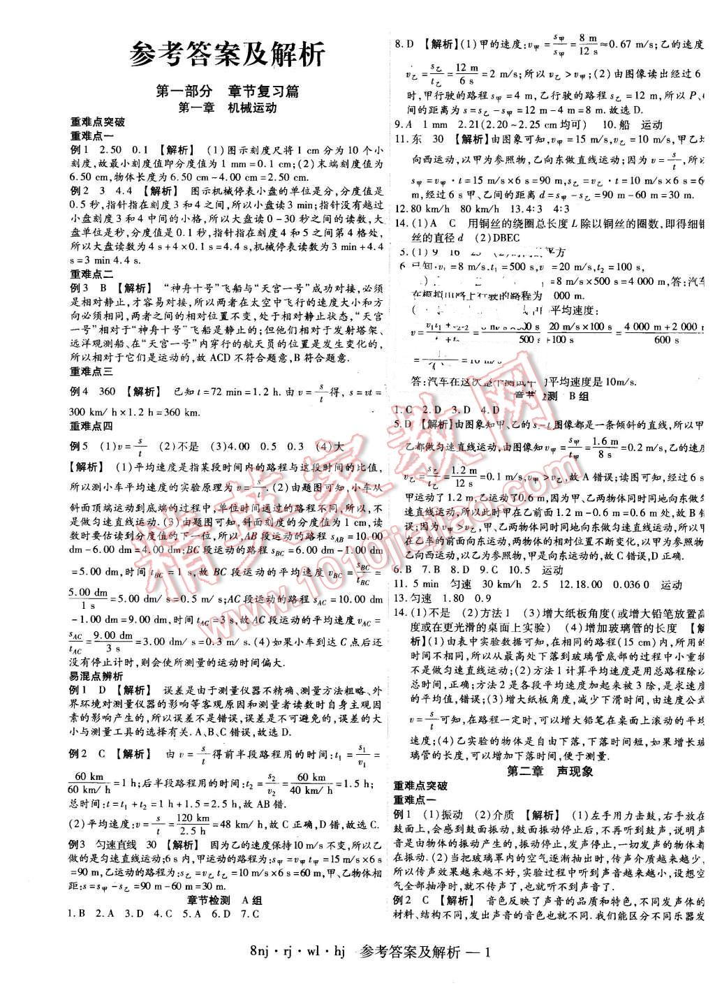 2016年金象教育U计划学期系统复习寒假作业八年级物理人教版 第1页